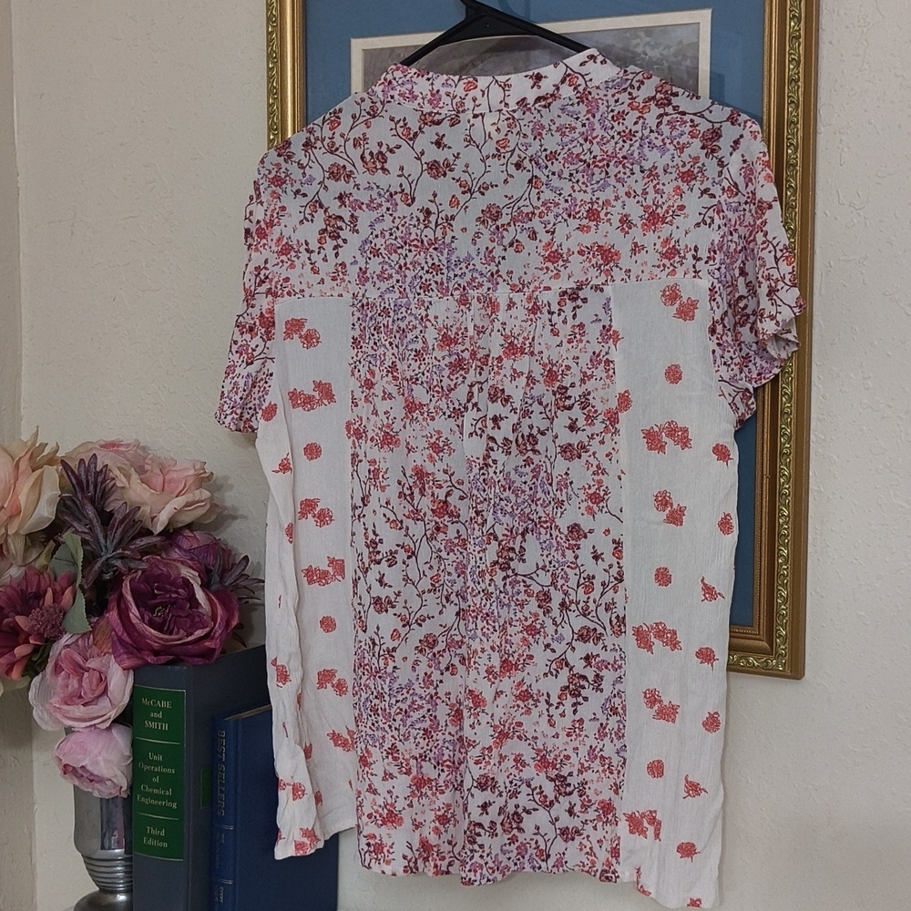 Bohemian Floral Print Top Size Large Cottagecore Feminine Western Casual - Picture 6 of 7